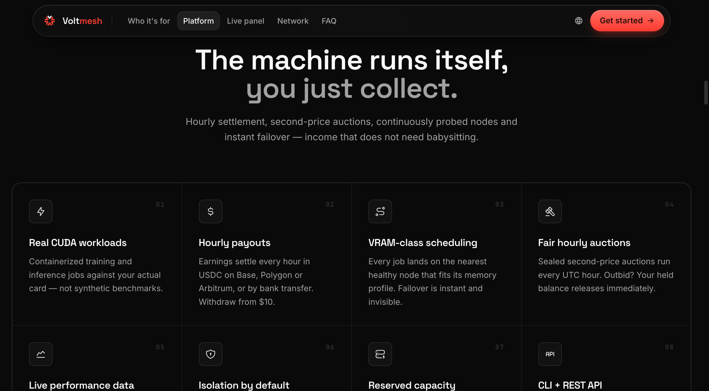 Platform section — an eight-cell bento grid built from one content array.